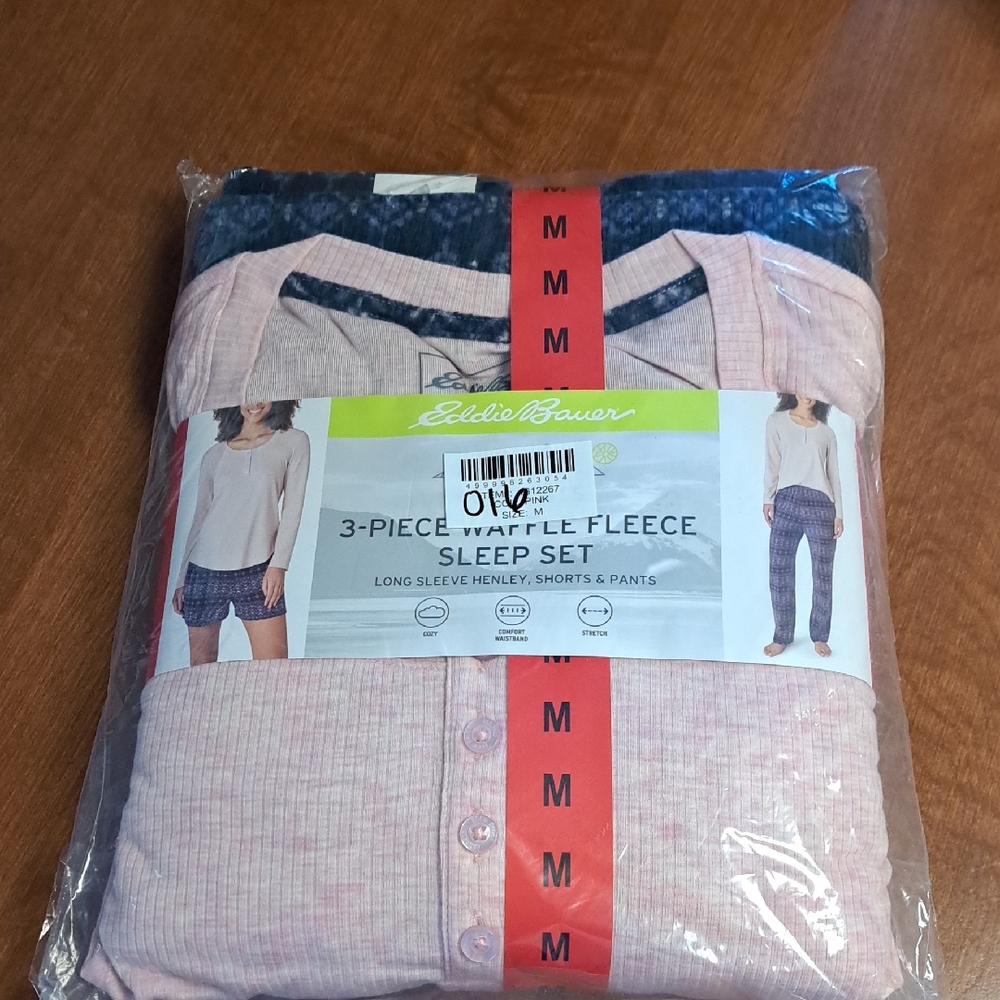 Eddie Bauer Waffle Fleece 3-Piece Sleep Set M
